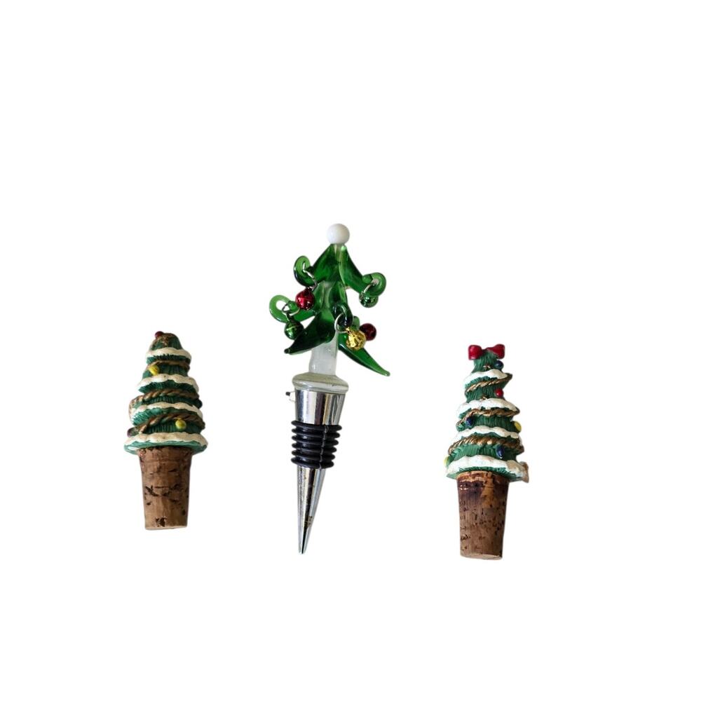 Christmas Tree Wine Stoppers See Desc Unique Vintage